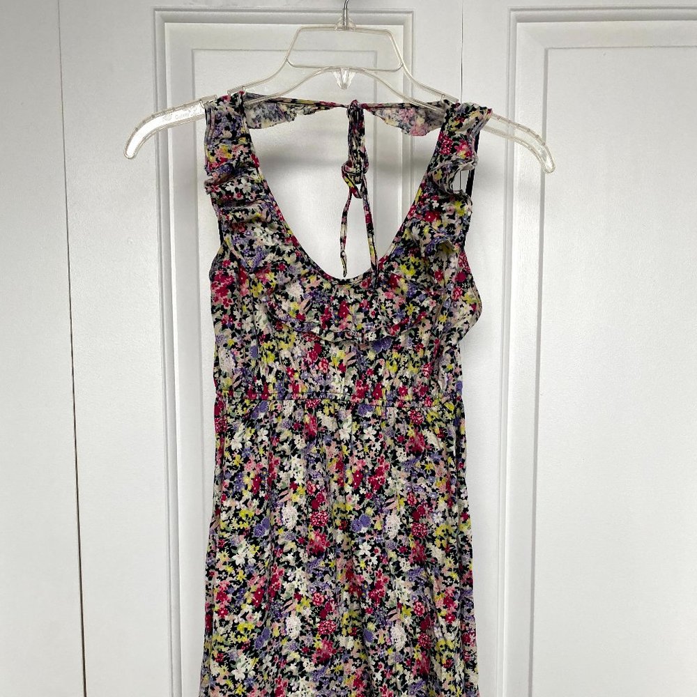 Express Floral Ruffle Neck Halter Dress